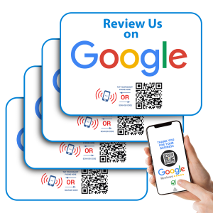 Review Us On Google Four (4) QR and NFC Google Review Cards - Google Review Tap Card