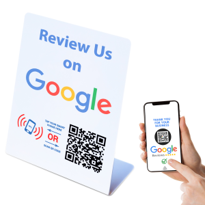 Review Us On Google Stand - Touchless QR Code and NFC Tag - Google Review Tap Stand - Boost Your Business Reviews - Custom-Designed for Google